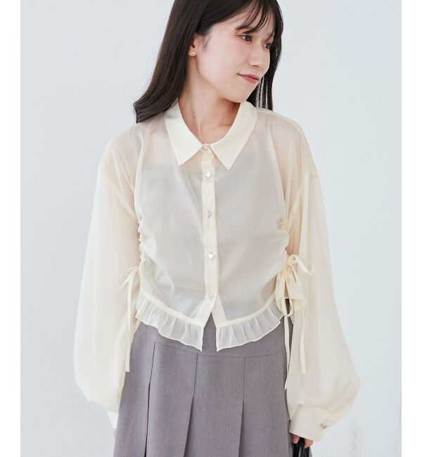  「インナー付きドロストシアーブラウス」|シャツ・ブラウス|