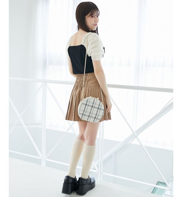  「パールチェーン異素材トップス」|Tシャツ・カットソー|