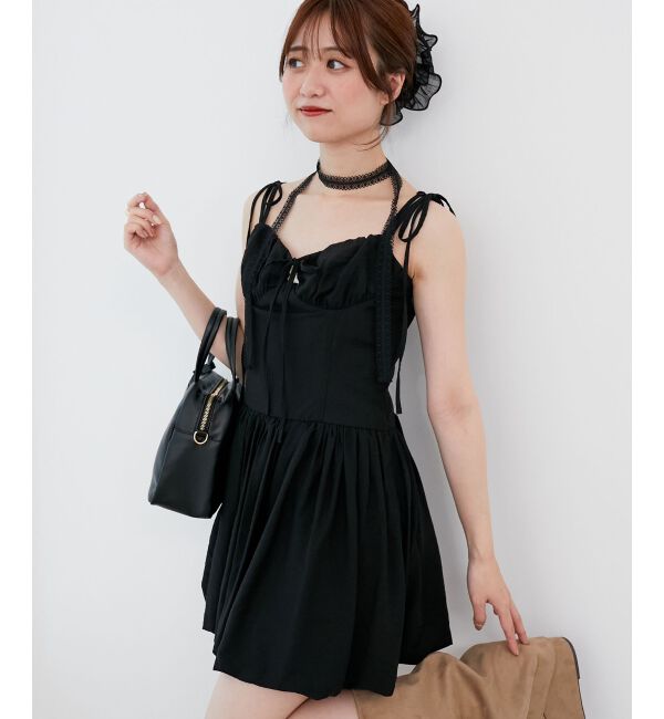  「レースチョーカーセットバルーンミニワンピ」|ワンピース|