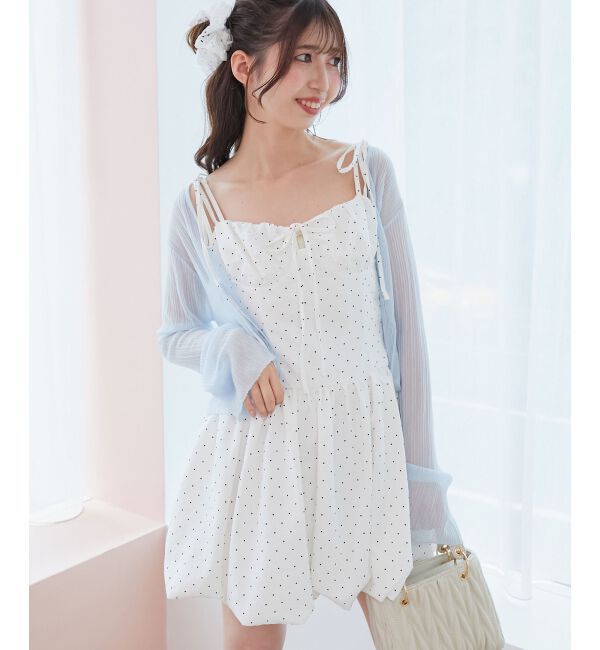  「レースチョーカーセットバルーンミニワンピ」|ワンピース|オフ／柄