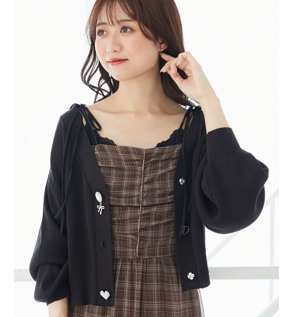  「リボンチャームボタンカーディガン」|カーディガン|