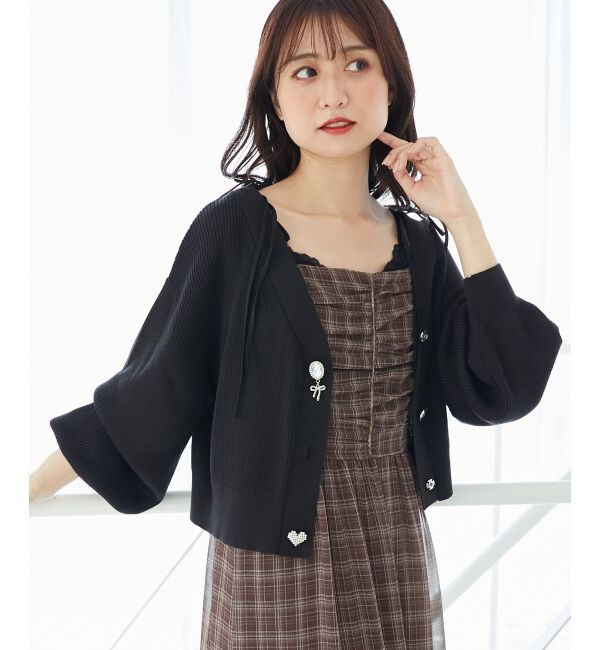  「リボンチャームボタンカーディガン」|カーディガン|