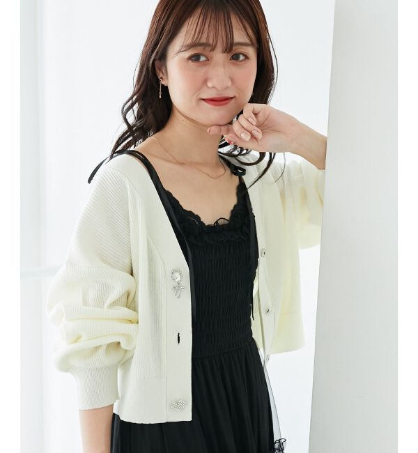 「リボンチャームボタンカーディガン」|カーディガン|