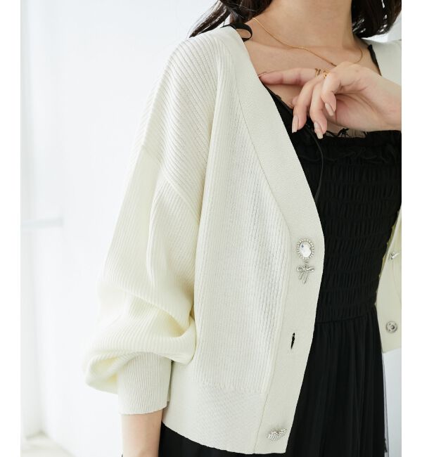  「リボンチャームボタンカーディガン」|カーディガン|