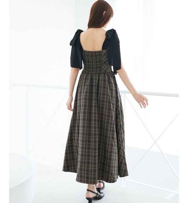  「◎配色肩リボンワンピース」|ワンピース|