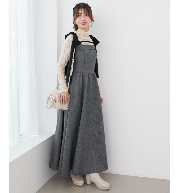  「◎配色肩リボンワンピース」|ワンピース|