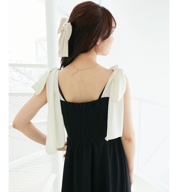  「◎配色肩リボンワンピース」|ワンピース|