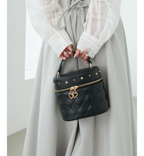  「ビジューキルティングバニティ」|その他|ブラック