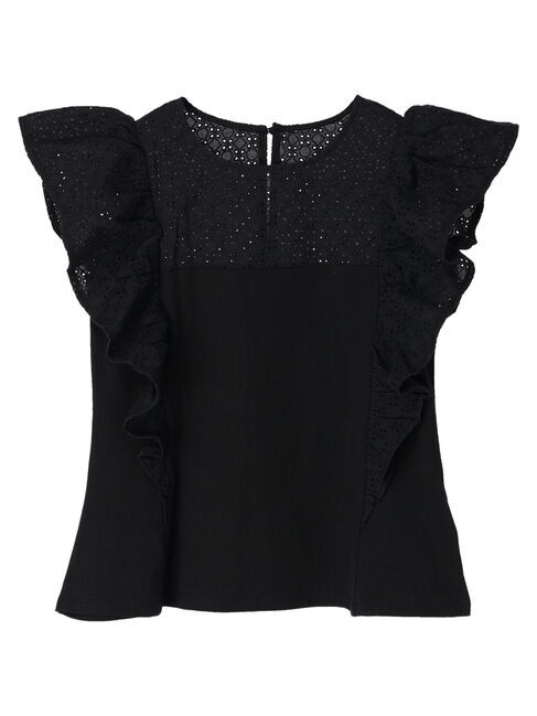 earth music&ecology「袖フリルレースプルオーバー」|Tシャツ・カットソー|