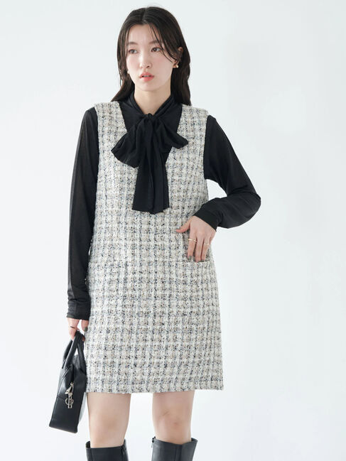 earth music&ecology「ツイードジャンパースカート」|ワンピース|アイボリー