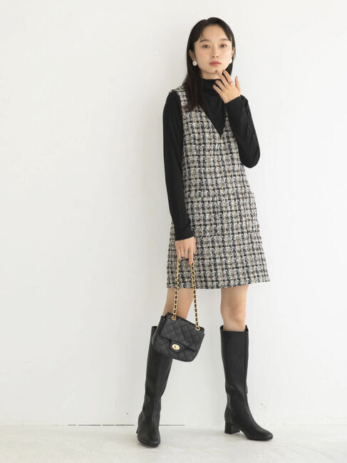 earth music&ecology「ツイードジャンパースカート」|ワンピース|