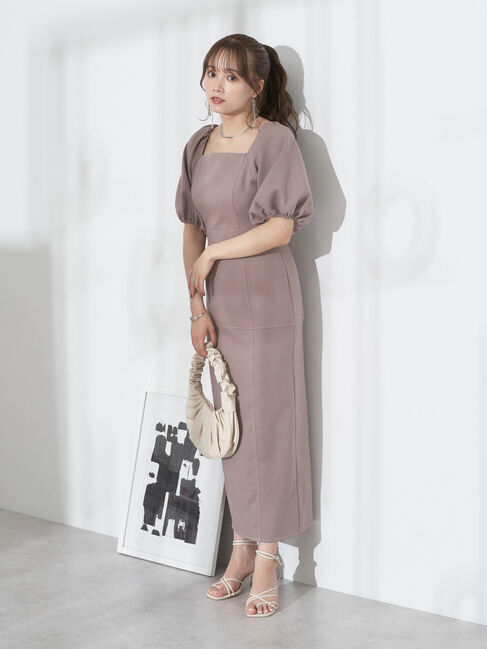 earth music&ecology「配色ステッチパフスリーブワンピース」|ワンピース|