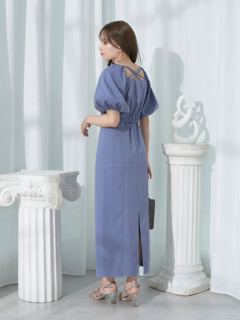 earth music&ecology「配色ステッチパフスリーブワンピース」|ワンピース|