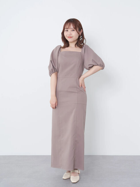 earth music&ecology「配色ステッチパフスリーブワンピース」|ワンピース|