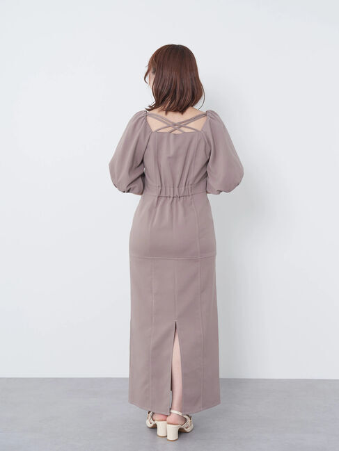 earth music&ecology「配色ステッチパフスリーブワンピース」|ワンピース|