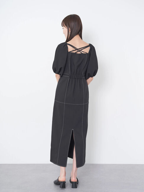 earth music&ecology「配色ステッチパフスリーブワンピース」|ワンピース|