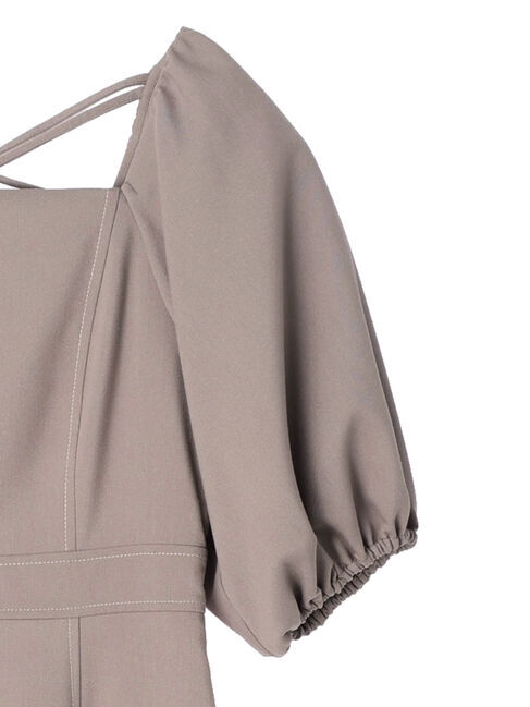 earth music&ecology「配色ステッチパフスリーブワンピース」|ワンピース|