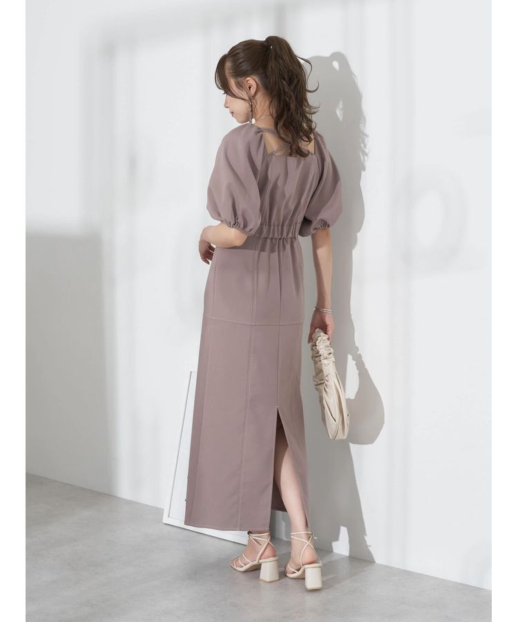 earth music&ecology「配色ステッチパフスリーブワンピース」|ワンピース|