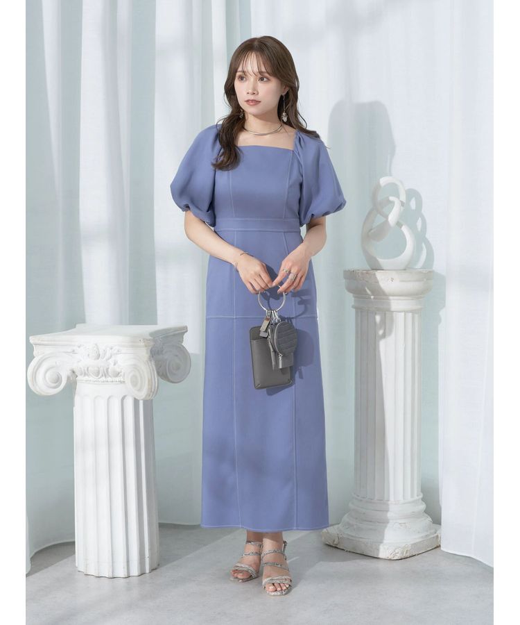 earth music&ecology「配色ステッチパフスリーブワンピース」|ワンピース|