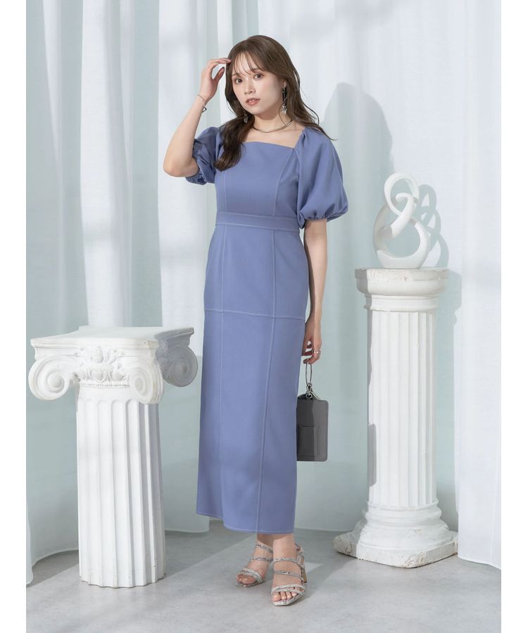 earth music&ecology「配色ステッチパフスリーブワンピース」|ワンピース|