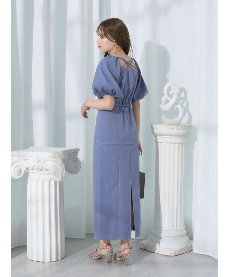 earth music&ecology「配色ステッチパフスリーブワンピース」|ワンピース|