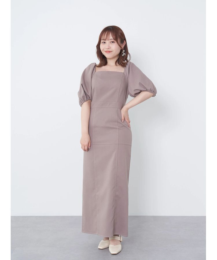 earth music&ecology「配色ステッチパフスリーブワンピース」|ワンピース|