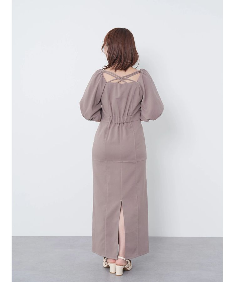 earth music&ecology「配色ステッチパフスリーブワンピース」|ワンピース|