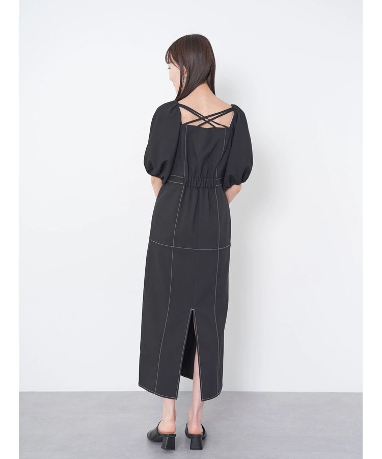 earth music&ecology「配色ステッチパフスリーブワンピース」|ワンピース|