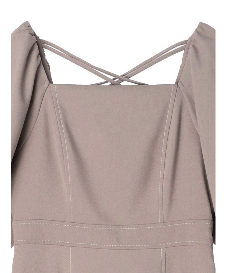 earth music&ecology「配色ステッチパフスリーブワンピース」|ワンピース|