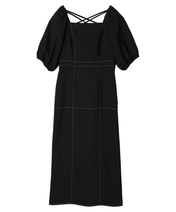 earth music&ecology「配色ステッチパフスリーブワンピース」|ワンピース|