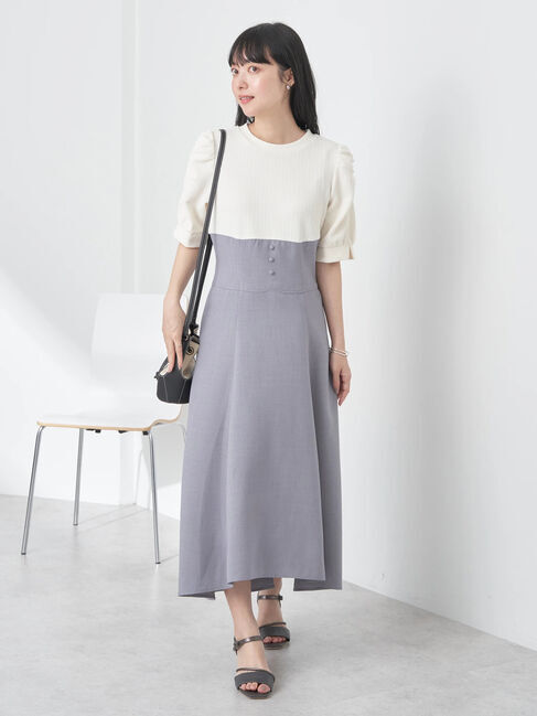 earth music&ecology「リブカットソードッキングワンピース」|ワンピース|