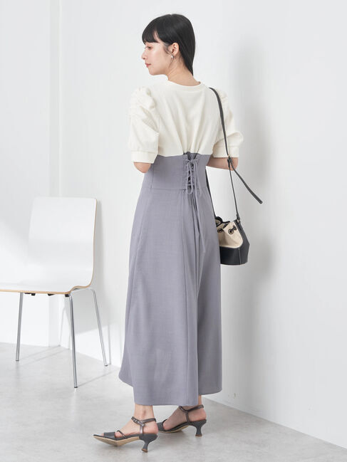 earth music&ecology「リブカットソードッキングワンピース」|ワンピース|