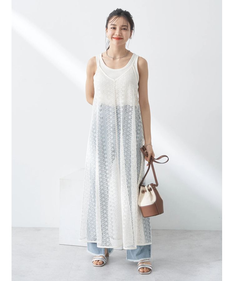 earth music&ecology「レースキャミワンピース」|ワンピース|Off White