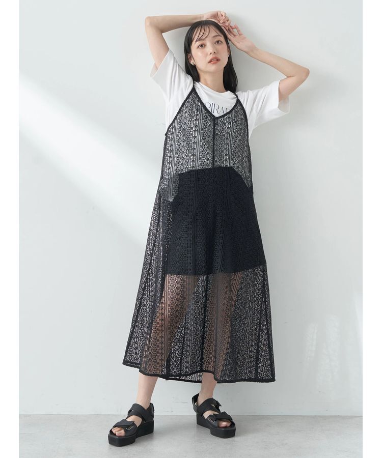 earth music&ecology「レースキャミワンピース」|ワンピース|Black