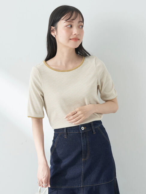 earth music&ecology「マイクロボーダーリブプルオーバー」|Tシャツ・カットソー|