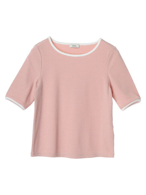 earth music&ecology「マイクロボーダーリブプルオーバー」|Tシャツ・カットソー|Pink