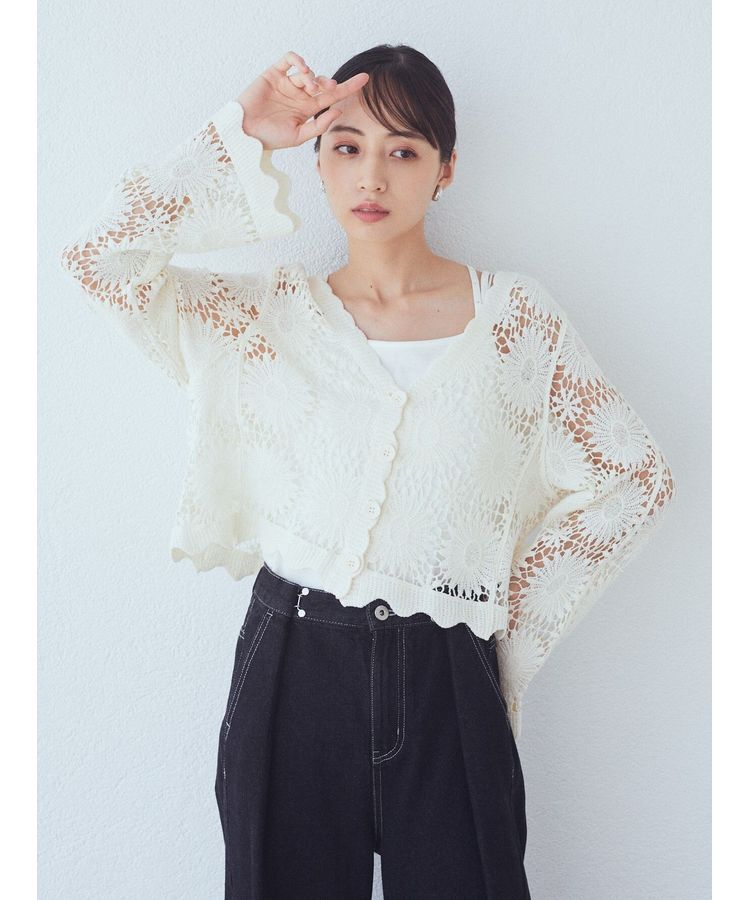 earth music&ecology「クロシェ風カーディガン」|カーディガン|