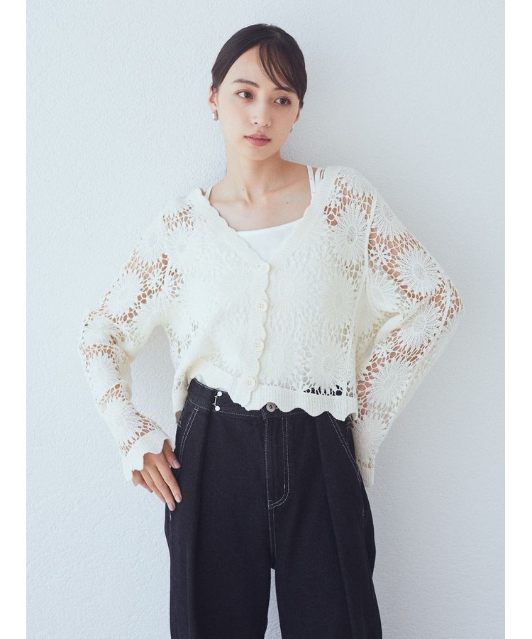 earth music&ecology「クロシェ風カーディガン」|カーディガン|