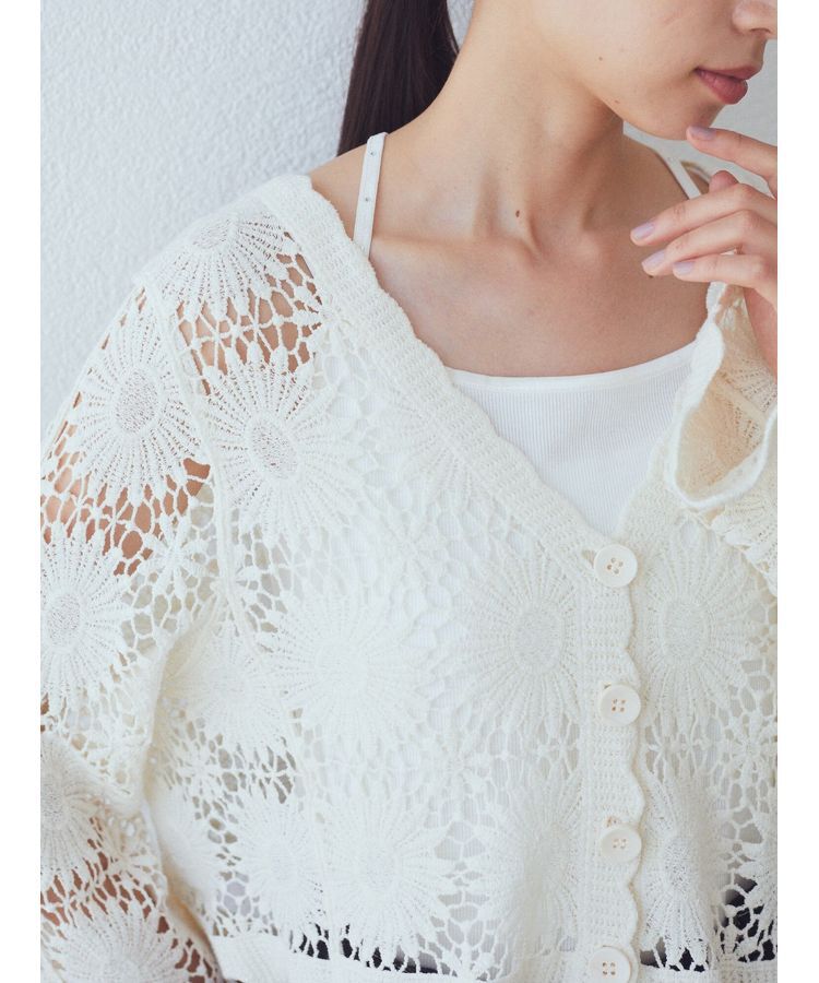 earth music&ecology「クロシェ風カーディガン」|カーディガン|