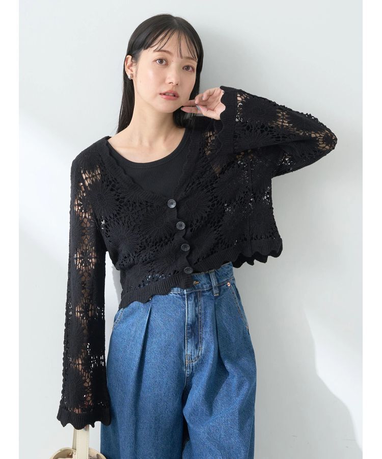 earth music&ecology「クロシェ風カーディガン」|カーディガン|