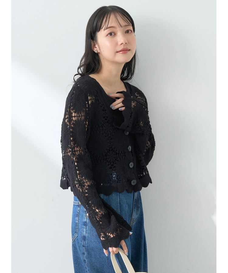 earth music&ecology「クロシェ風カーディガン」|カーディガン|