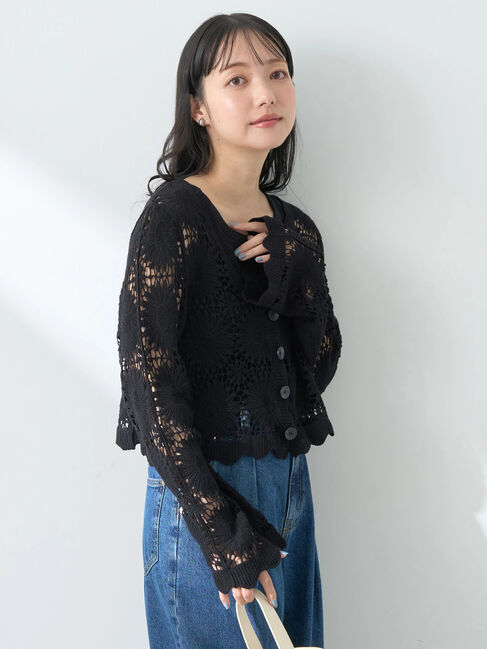 earth music&ecology「クロシェ風カーディガン」|カーディガン|