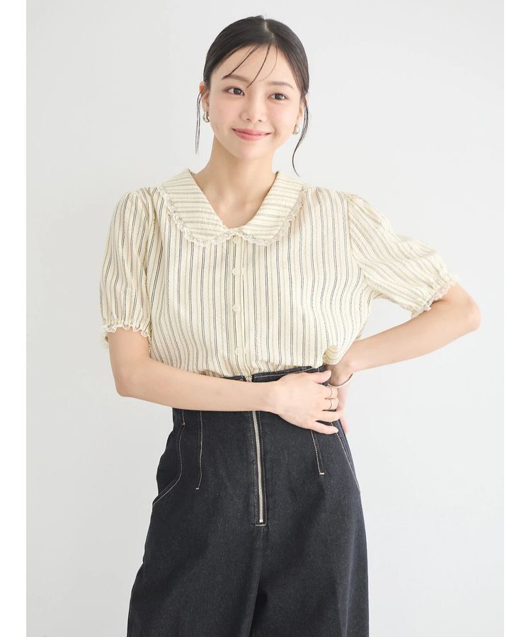 earth music&ecology「ミニパフショートスリーブブラウス」|シャツ・ブラウス|Black