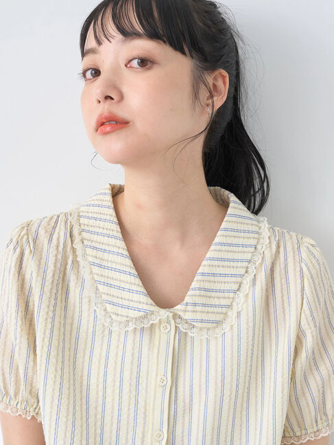 earth music&ecology「ミニパフショートスリーブブラウス」|シャツ・ブラウス|