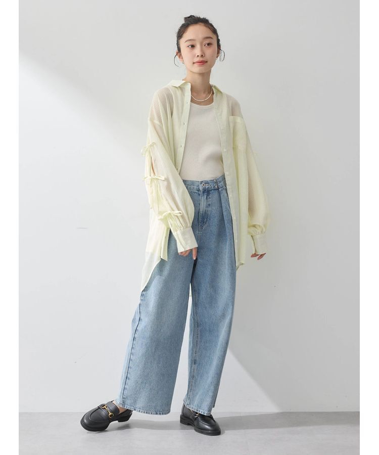 earth music&ecology「袖スリットリボンロングシャツ」|シャツ・ブラウス|