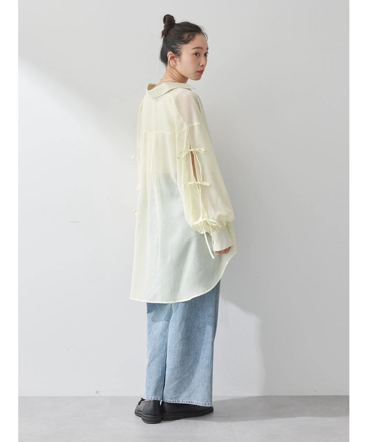 earth music&ecology「袖スリットリボンロングシャツ」|シャツ・ブラウス|