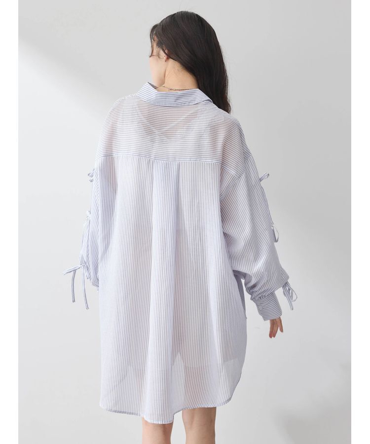 earth music&ecology「袖スリットリボンロングシャツ」|シャツ・ブラウス|