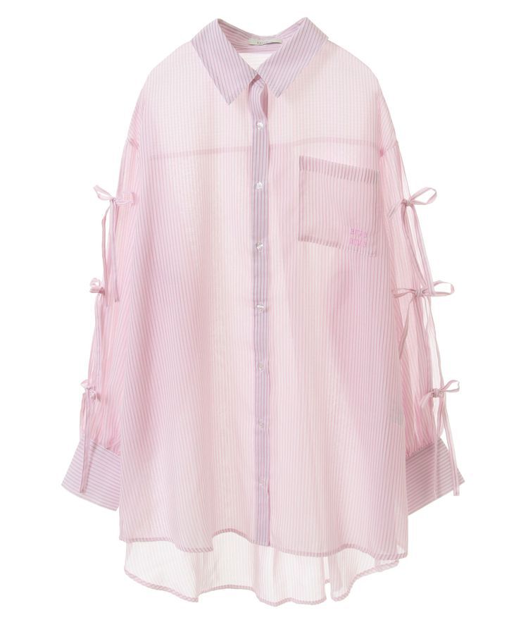 earth music&ecology「袖スリットリボンロングシャツ」|シャツ・ブラウス|