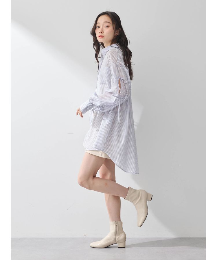 earth music&ecology「袖スリットリボンロングシャツ」|シャツ・ブラウス|