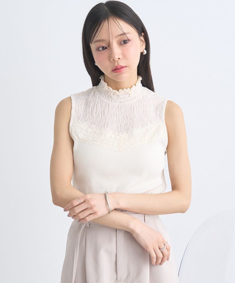 earth music&ecology「レースドッキングタンクトップ」|キャミソール|